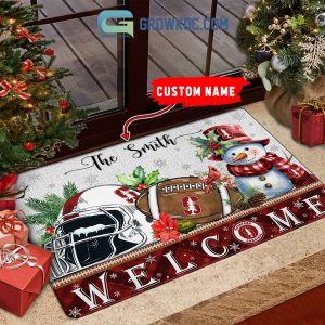 Stanford Cardinal Snowman Welcome Christmas Football Personalized Doormat