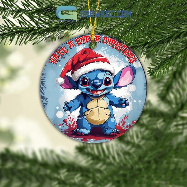 Stitch Have A Ohana Christmas Ornament