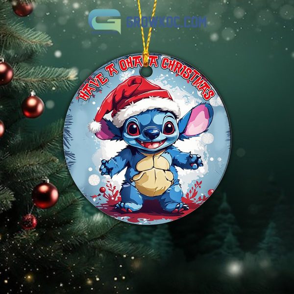 Stitch Have A Ohana Christmas Ornament