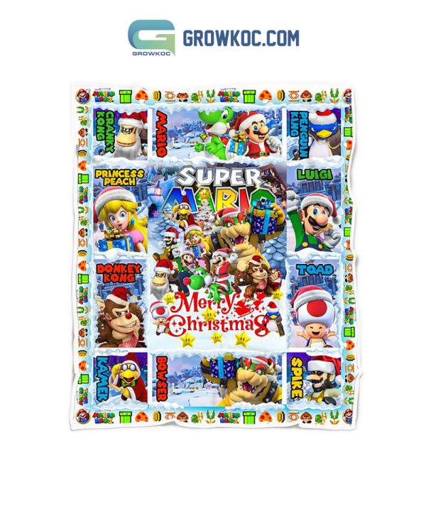 Super Mario Merry Christmas Fleece Blanket Quilt