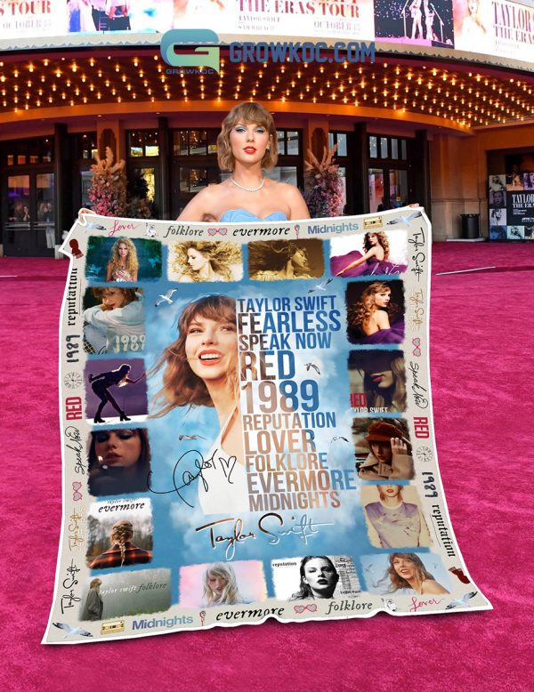 Taylor Swift Fearless Speak Now Red 1989 Midnights Blue Sky Design Fleece Blanket Quilt