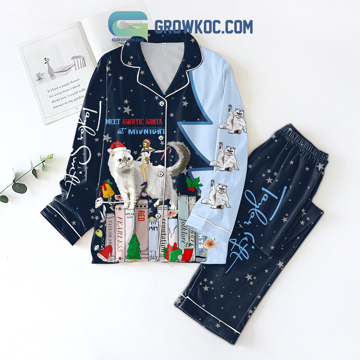 Taylor Swift Meet Swiftie Santa At Midnight Pajamas Set - Growkoc