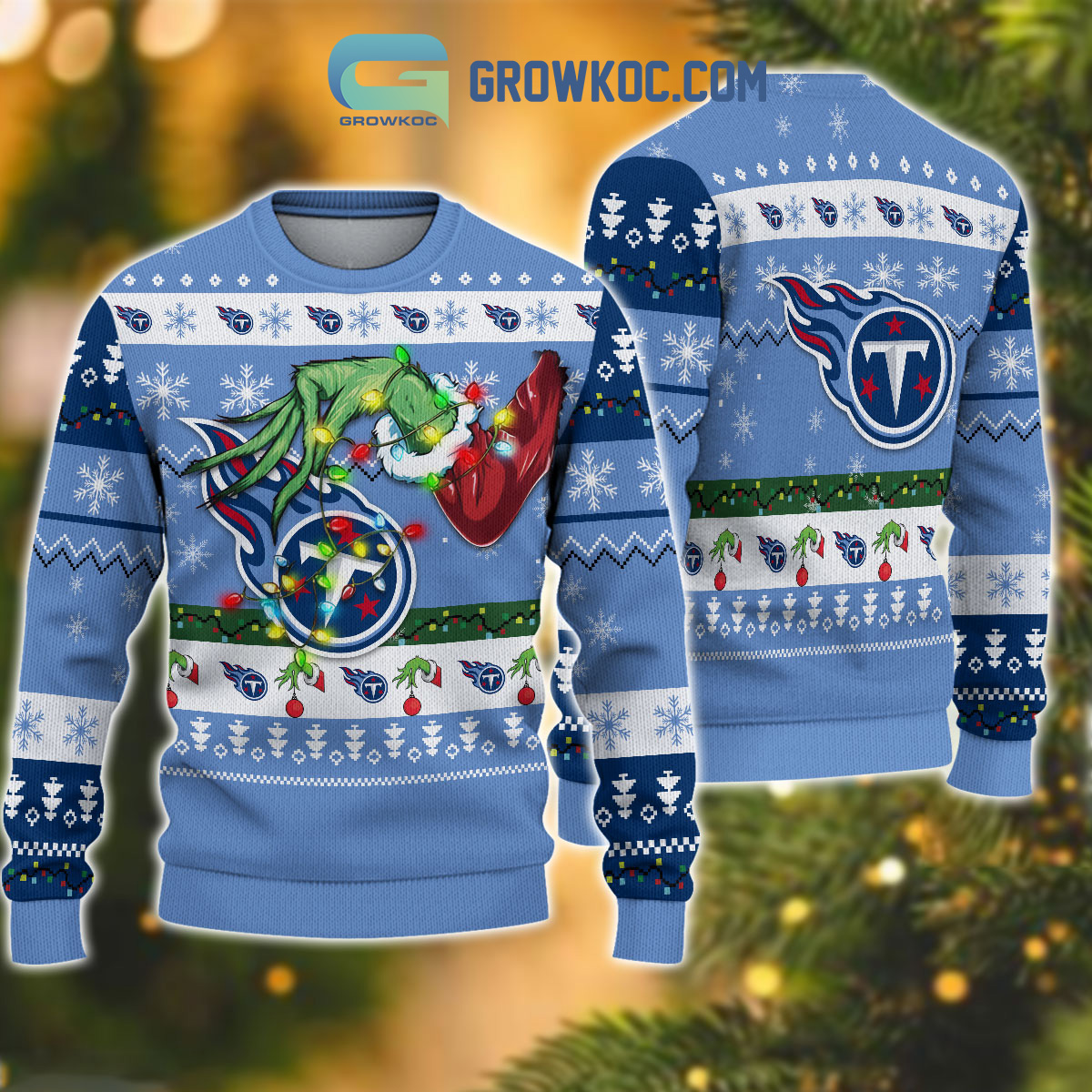 Tennessee Titans NFL Grinch Christmas Ugly Sweater - Growkoc
