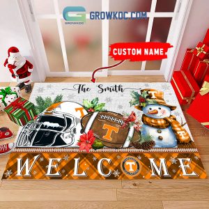 Tennessee Volunteers Snowman Welcome Christmas Football Personalized Doormat
