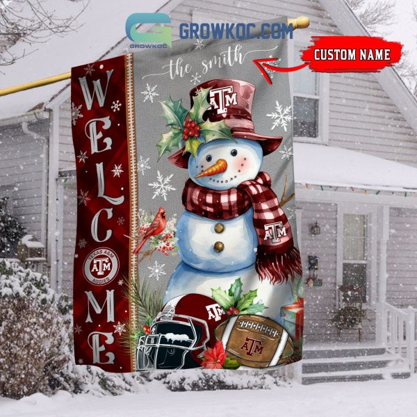 Texas A&M Aggies Football Snowman Welcome Christmas House Garden Flag