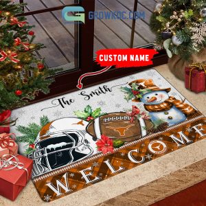 Texas Longhorns Snowman Welcome Christmas Football Personalized Doormat