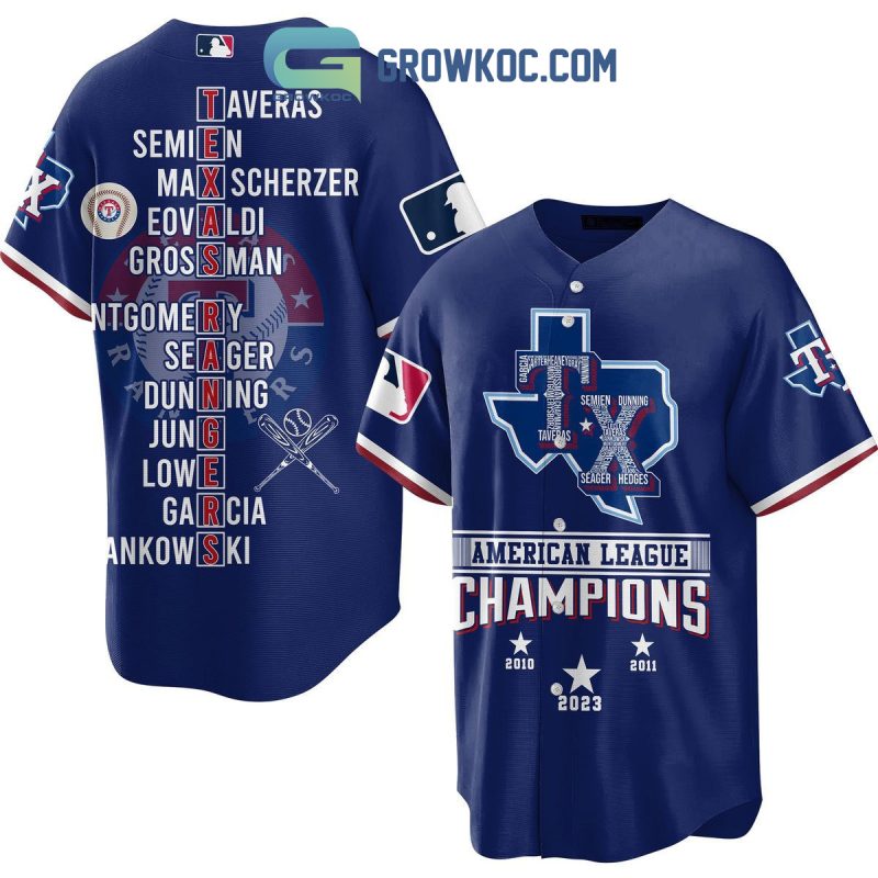 Texas Rangers American League Champions 2023 Baseball Jersey - Growkoc