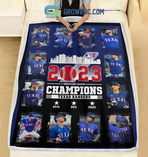 Texas Rangers American League Champions 2023 Fleece Blanket Quilt