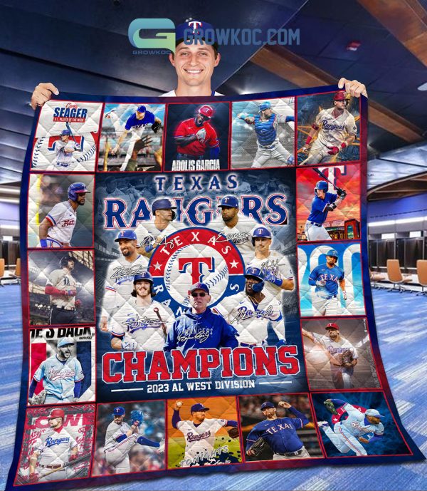 Texas Rangers Champions 2023 AL West Division Fleece Blanket Quilt