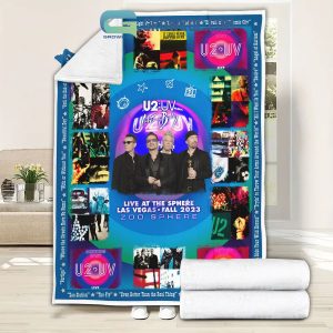 U2 UV Live At The Sphere Las Vegas Fall 2023 Fleece Blanket Quilt