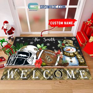UCF Knights Snowman Welcome Christmas Football Personalized Doormat