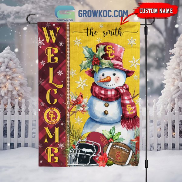 USC Trojans Football Snowman Welcome Christmas House Garden Flag