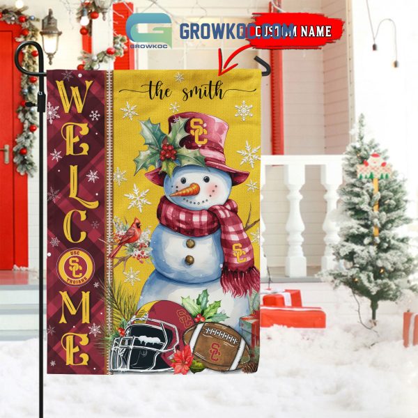 USC Trojans Football Snowman Welcome Christmas House Garden Flag