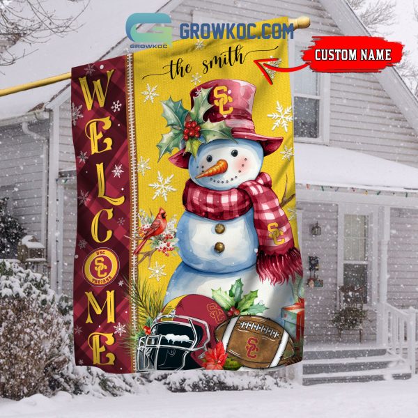 USC Trojans Football Snowman Welcome Christmas House Garden Flag