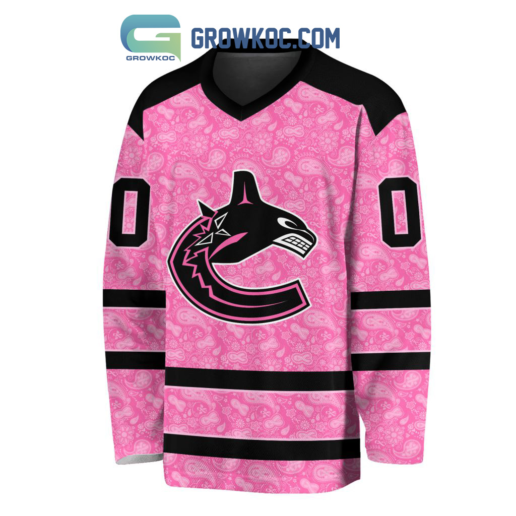 NHL Pink Vancouver CANUCKS SEWN Hockey Shirt TOP - Womens - Large - NWT