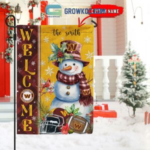 Washington Commanders Football Snowman Welcome Christmas Personalized House Gargen Flag
