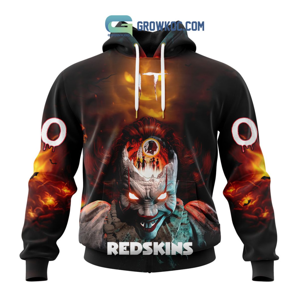 Washington Redskins NFL Skull Red Hoodie, Zip Hoodie 3D All Over Print For  Fans