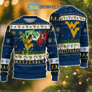 West Virginia Mountaineers Grinch Football Welcome Christmas Personalized Decor Door Cover