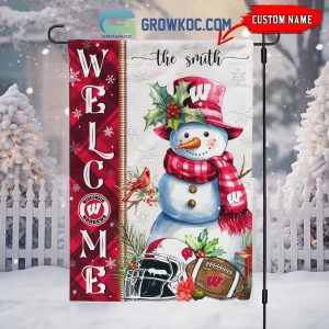 Wisconsin Badgers Football Snowman Welcome Christmas House Garden Flag