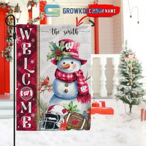Wisconsin Badgers Football Snowman Welcome Christmas House Garden Flag