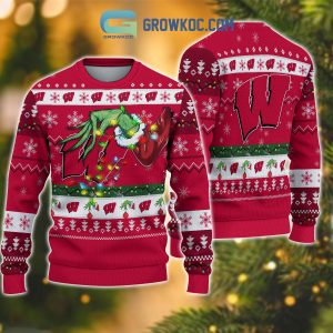 Wisconsin Badgers NCAA Grinch Christmas Ugly Sweater
