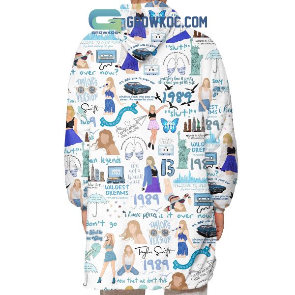 1989 Taylor Swift Wildest Dreams All You Had to Do Was Stay I Know Places White Design Oodie Hoodie Blanket