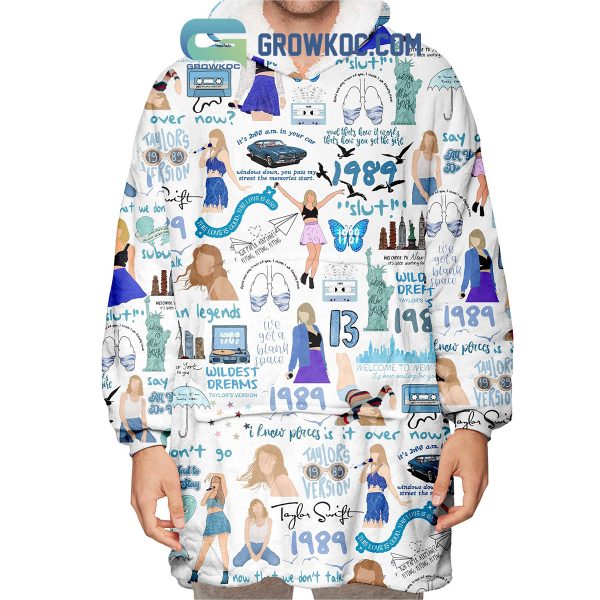 1989 Taylor Swift Wildest Dreams All You Had to Do Was Stay I Know Places White Design Oodie Hoodie Blanket