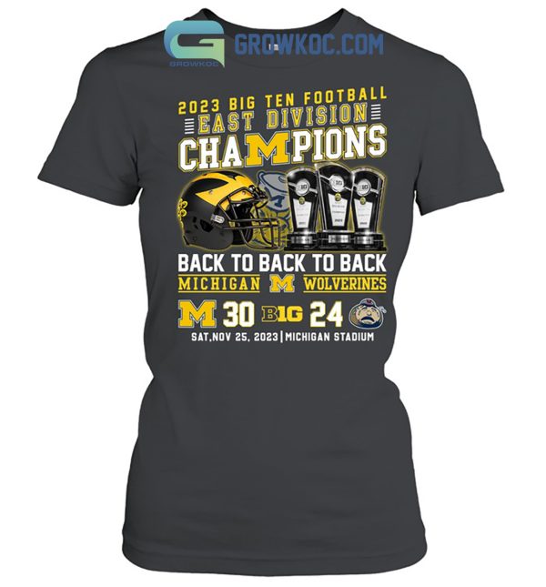 2023 Big Ten Football Champions Back 2 Back 2 Back Michigan Wolverines T Shirt