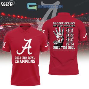 Alabama Crimson Tide 2023  State Iron Bowl Champions Roll Tide Roll Big Al Polo Shirts Red Design