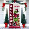 Arkansas Razorbacks Grinch Football Welcome Christmas Personalized Decor Door Cover