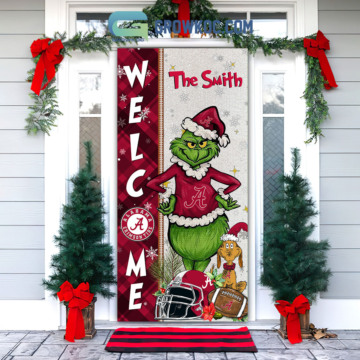 Alabama Crimson Tide NCAA Grinch Football Welcome Christmas House