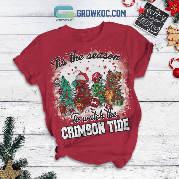Alabama Crimson Tide Tis The Season To Watch The Crimson Tide Big Al Roll Tide Christmas Fleece Pajama Set