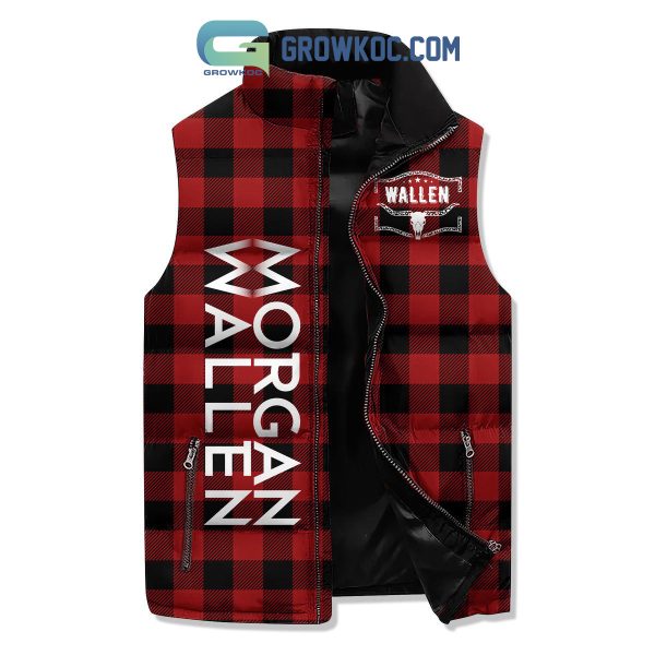 All I Want For Christmas Is Morgan Wallen Santa Send Me Wallen Sleeveless Puffer Jacket Red Design