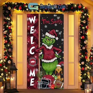 Arkansas Razorbacks Grinch Football Welcome Christmas Personalized Decor Door Cover