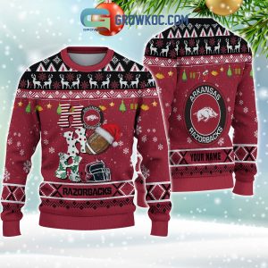 Arkansas Razorbacks NCAA Ho Ho Ho Snow Christmas Personalized Ugly Sweater