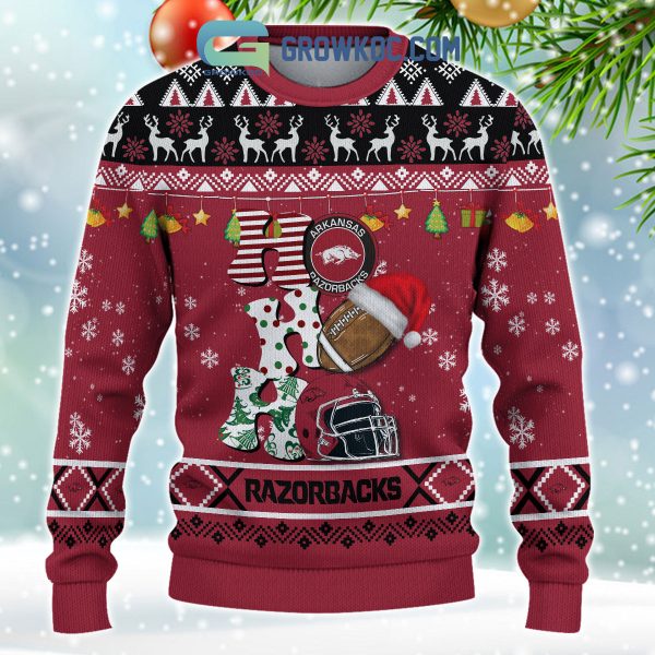 Arkansas Razorbacks NCAA Ho Ho Ho Snow Christmas Personalized Ugly Sweater