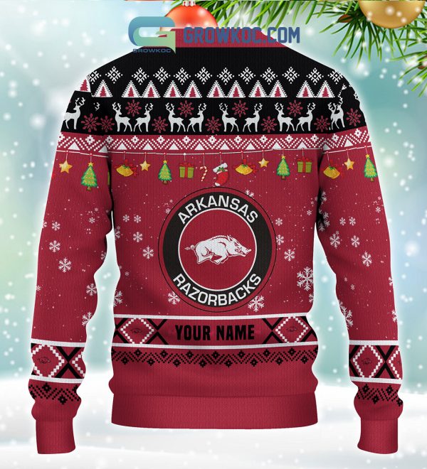 Arkansas Razorbacks NCAA Ho Ho Ho Snow Christmas Personalized Ugly Sweater