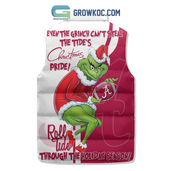 Atlanta Braves Even The Grinch Can Steal The Tide’s Christmas Pride Roll Tide Sleeveless Puffer Jacket