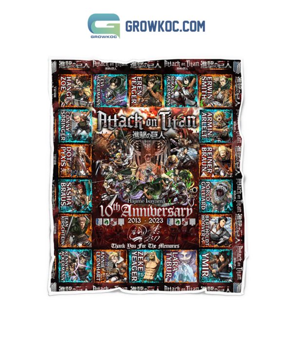 Attack On Titan 10th Anniversary 2013 2023 Memories Fleece Blanket Quilt