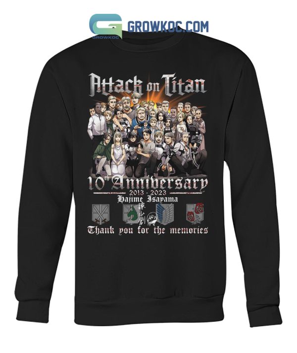 Attack On Titan 10th Anniversary 2013 2023 Memories T Shirt