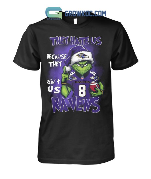 Baltimore Ravens They Hate Us Because They Ain_t Us Ravens Grinch Christmas Holidays Hoodie T Shirts