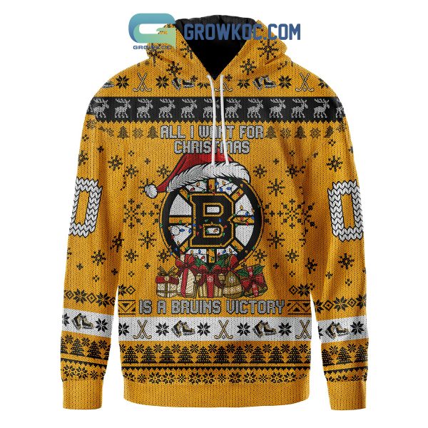 Boston Bruins All I Want For Christmas Is A Bruins Victory Zip Hoodie Sweater