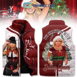 Britney Spears It Is A Christmas Bitch Signature Holidays Winter Sleeveless Puffer Jacket