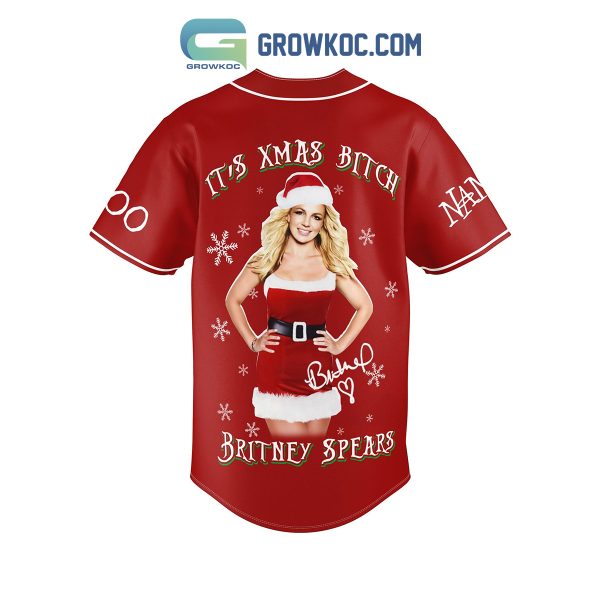 Britney Spears It Is Xmas Btch Baby One More Time Christmas Custom Name Number Baseball Jersey