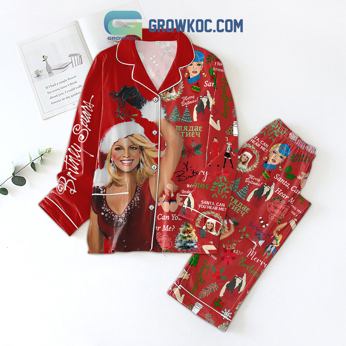 Britney Spears Merry Christmas Santa Can You Here Me Pajamas Set - Growkoc