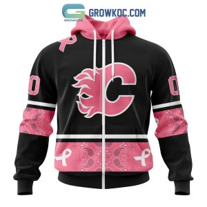 Calgary Flames NHL Special Style Paisley In October We Wear Pink Breast Cancer Personalized Hoodie T Shirt