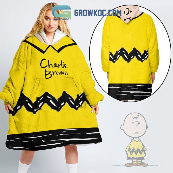 Charlie Brown Cartoon Black And Yellow Oodie Hoodie Blanket