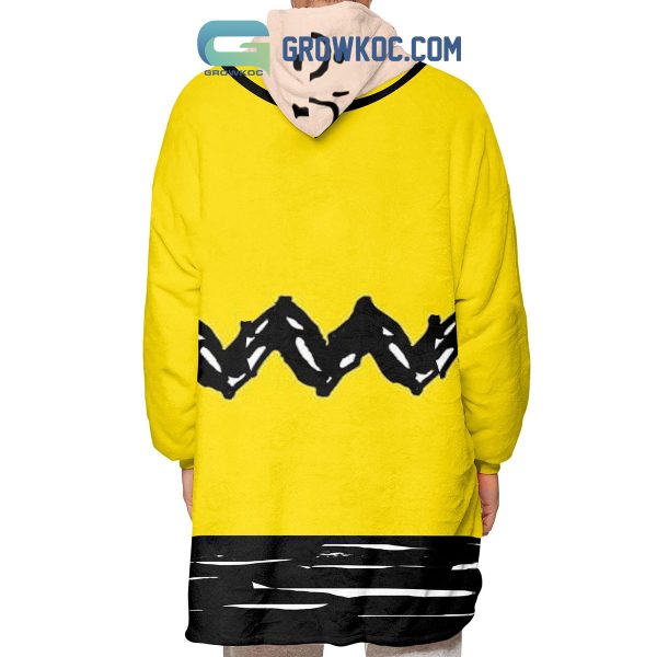 Charlie Brown Cartoon Black And Yellow Oodie Hoodie Blanket