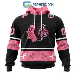 Chicago BlackHawks NHL Special Style Paisley In October We Wear Pink Breast Cancer Personalized Hoodie T Shirt