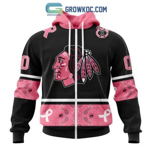 Chicago BlackHawks NHL Special Style Paisley In October We Wear Pink Breast Cancer Personalized Hoodie T Shirt